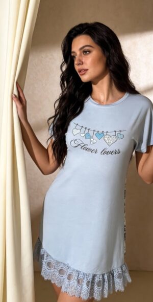 CHARM Lace-Trim Sleep Shirt