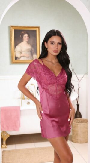 DESIRE Satin Robe with Lace Details - Image 6